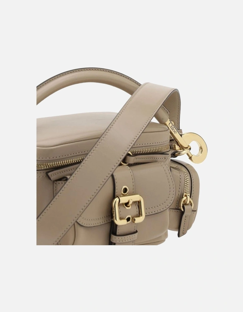 Leather Camera Handbag with Multiple Pockets and Straps Women - Beige