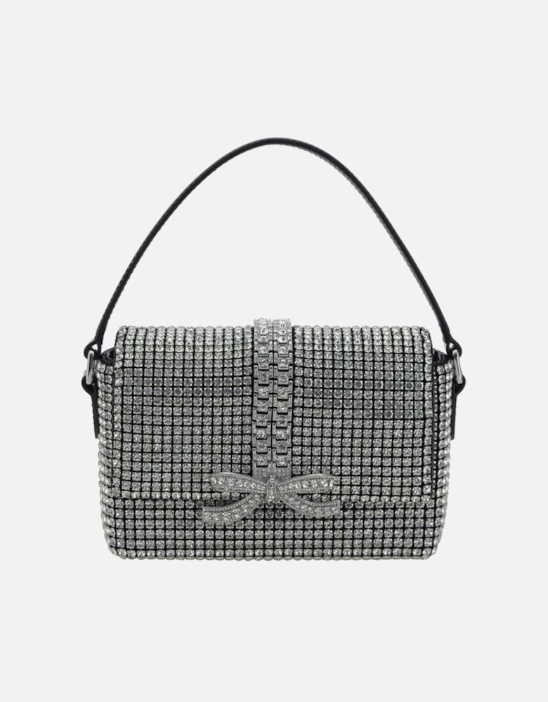 Strass Baguette Handbag with Rhinestone Bow Women - Silver Shoulder