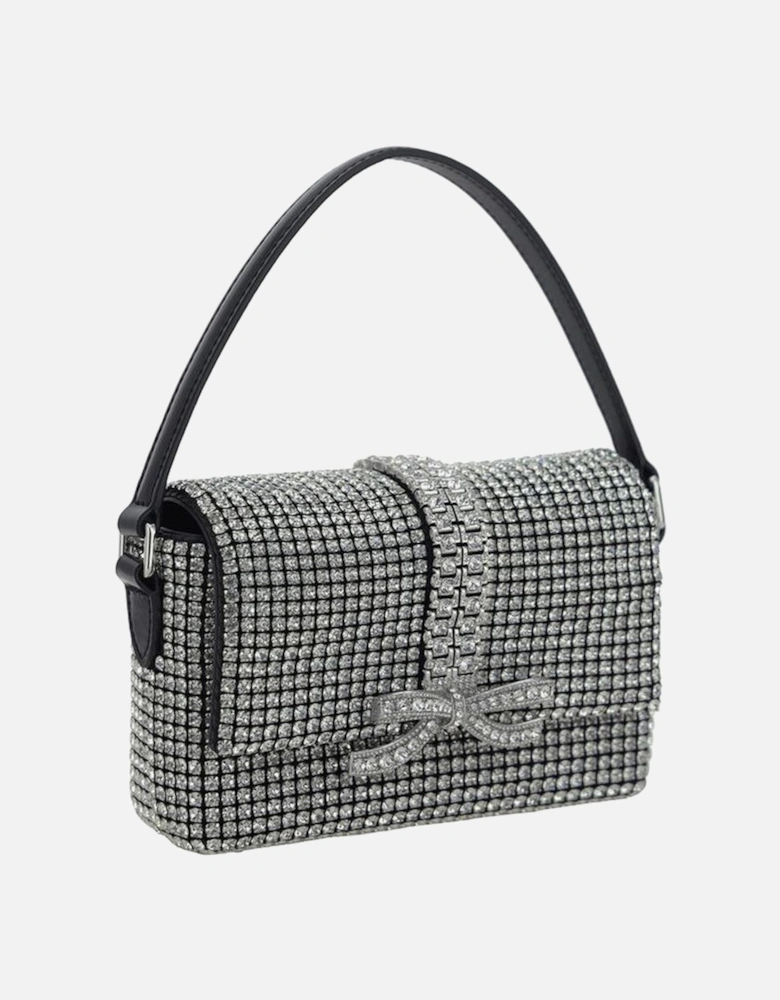 Strass Baguette Handbag with Rhinestone Bow Women - Silver Shoulder