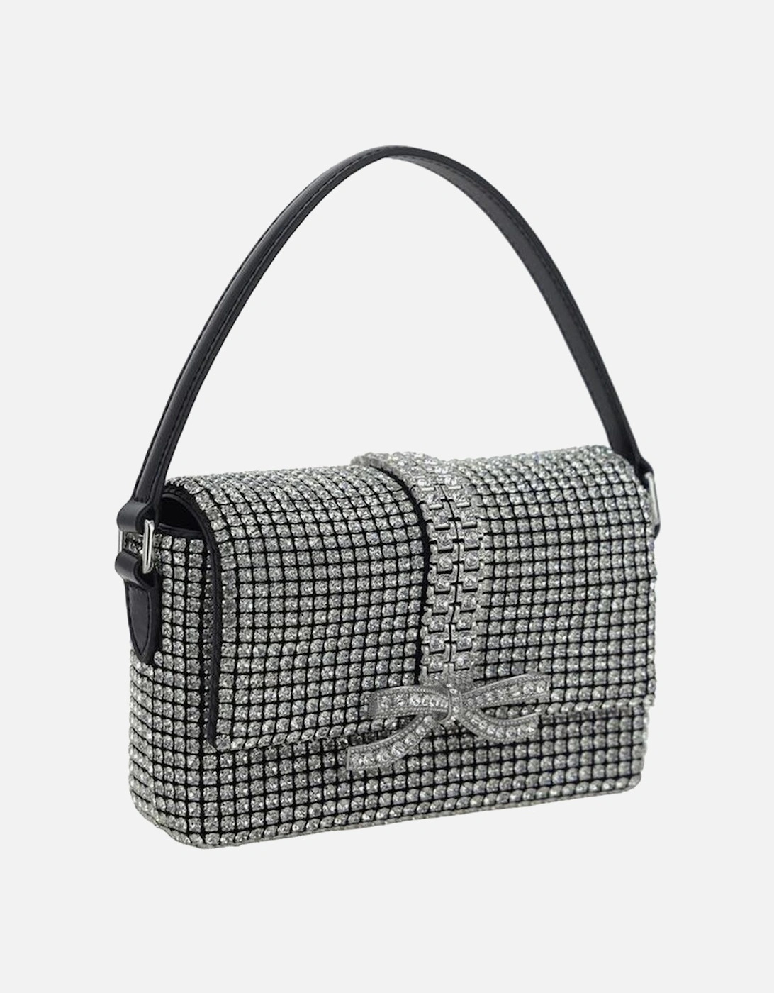 Strass Baguette Handbag with Rhinestone Bow Women - Silver Shoulder