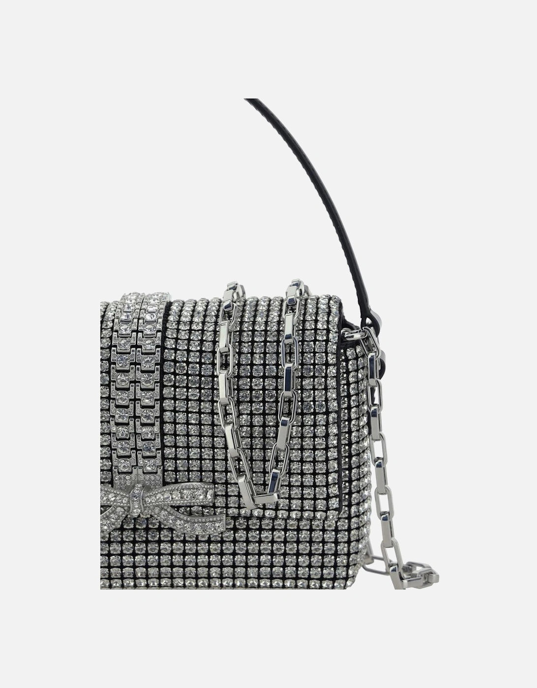 Strass Baguette Handbag with Rhinestone Bow Women - Silver Shoulder