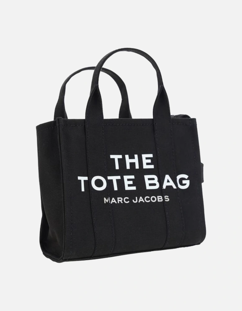 Cotton Small Tote Handbag with Adjustable Strap Women - Black