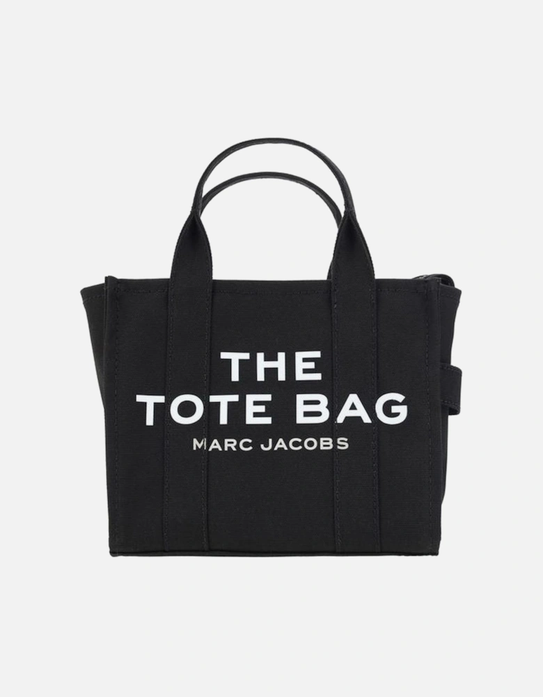 Cotton Small Tote Handbag with Adjustable Strap Women - Black