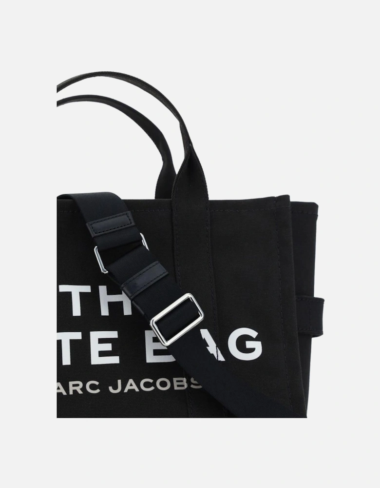 Cotton Medium Tote Handbag with Monogram Print Women - Black