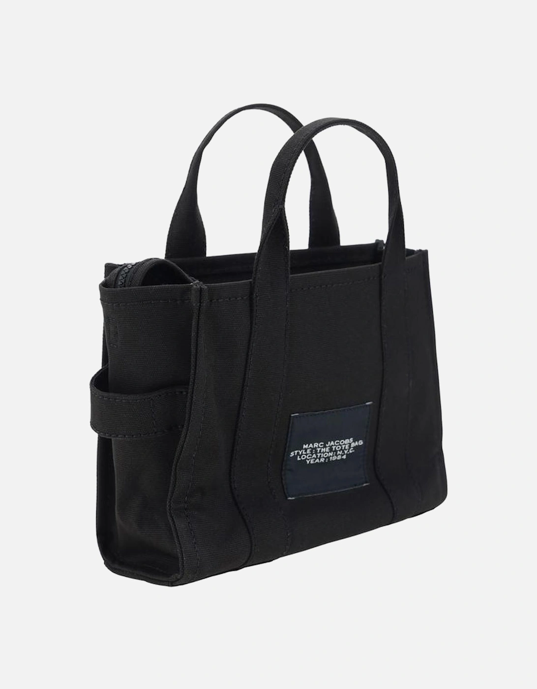Cotton Small Tote Handbag with Adjustable Strap Women - Black