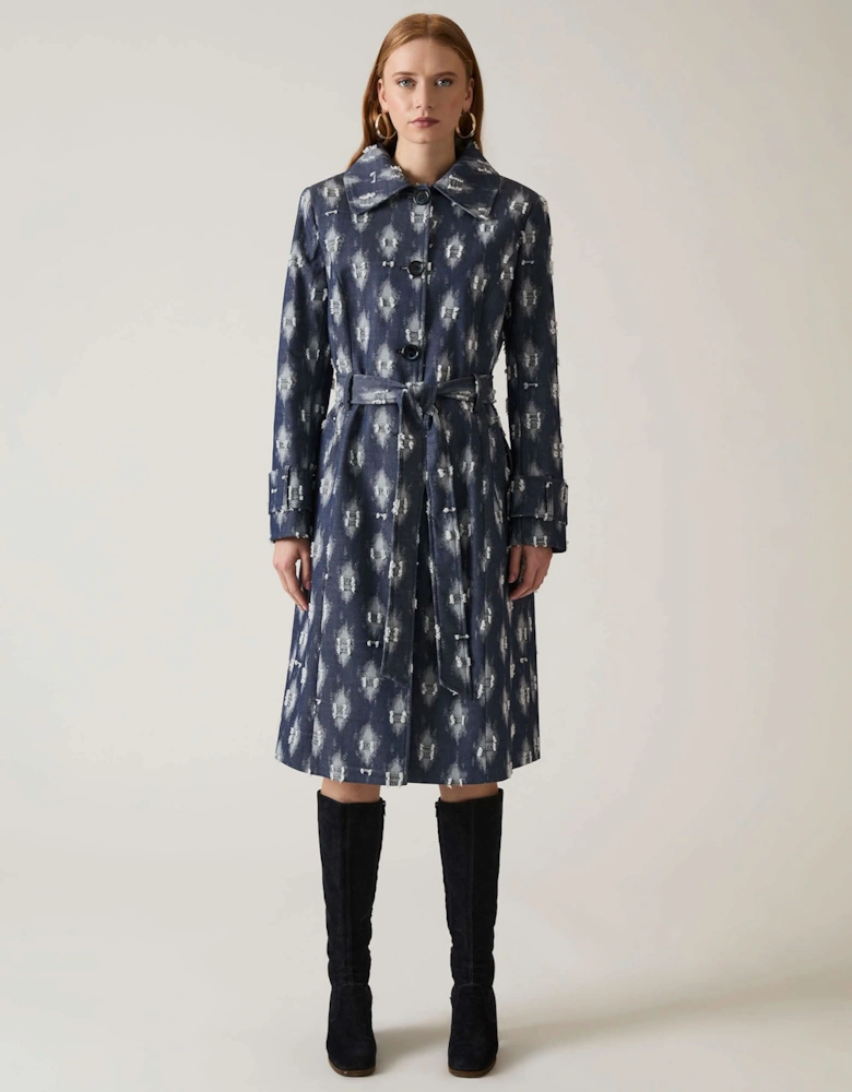 Abstract Print Trench Coat