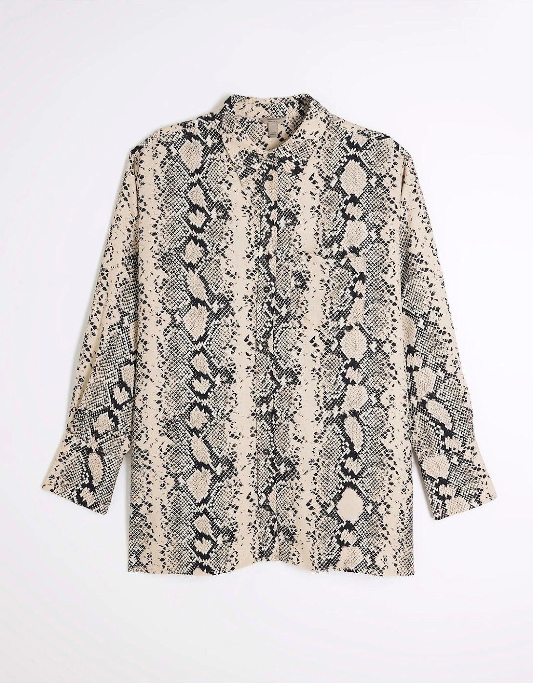 Oversized Snake Print Shirt - Cream