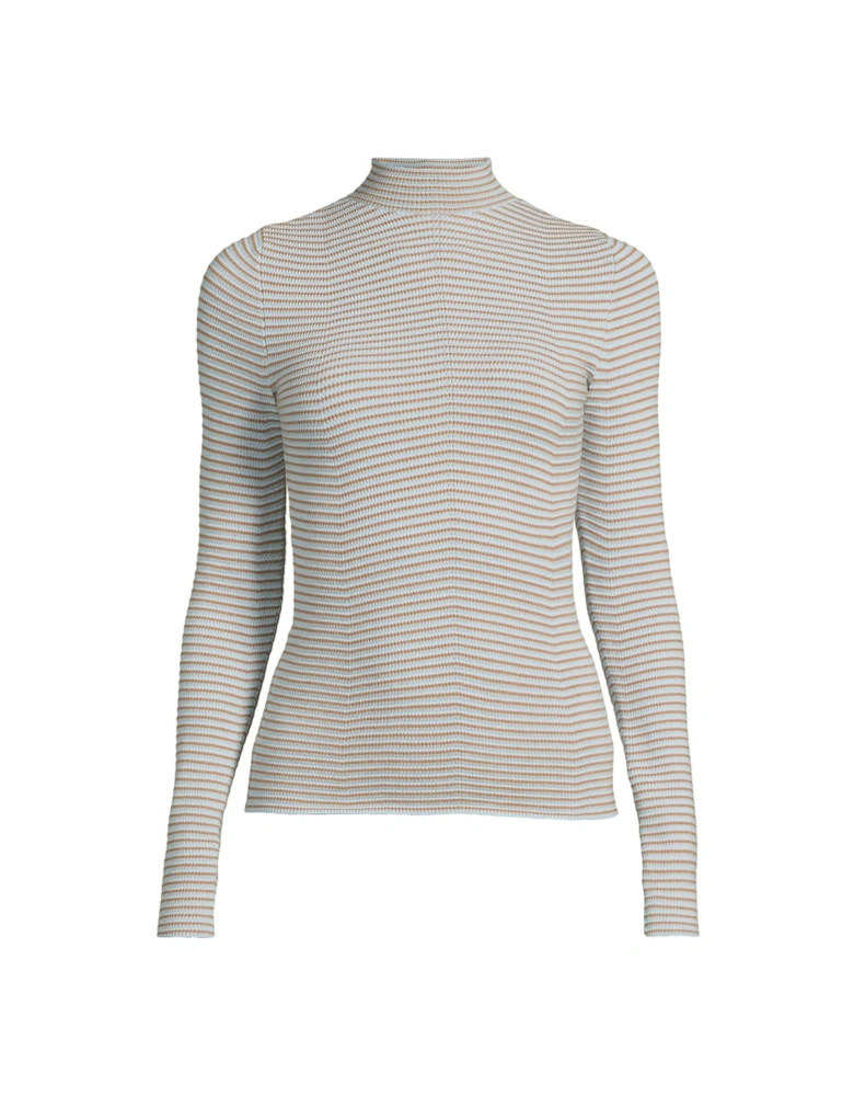 Long Sleeve Contrast Ribbed Top - Multi