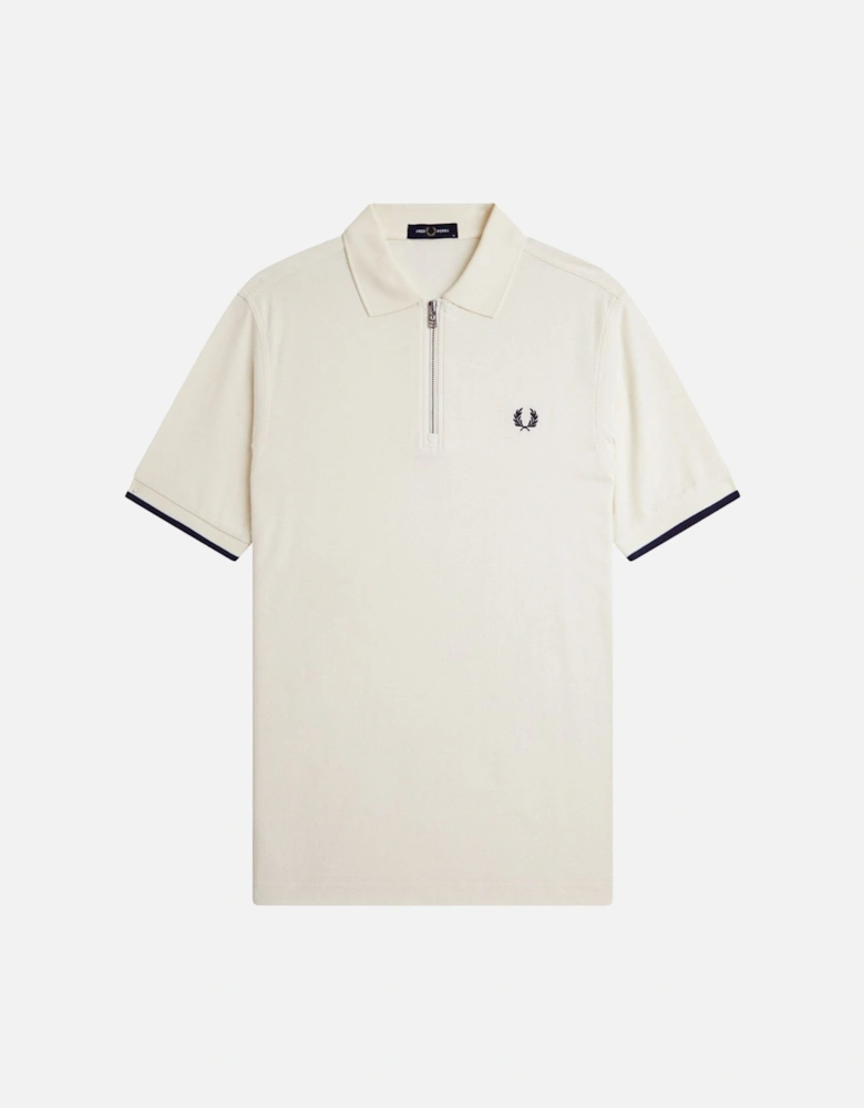 Crepe Pique Zip Neck Polo Shirt