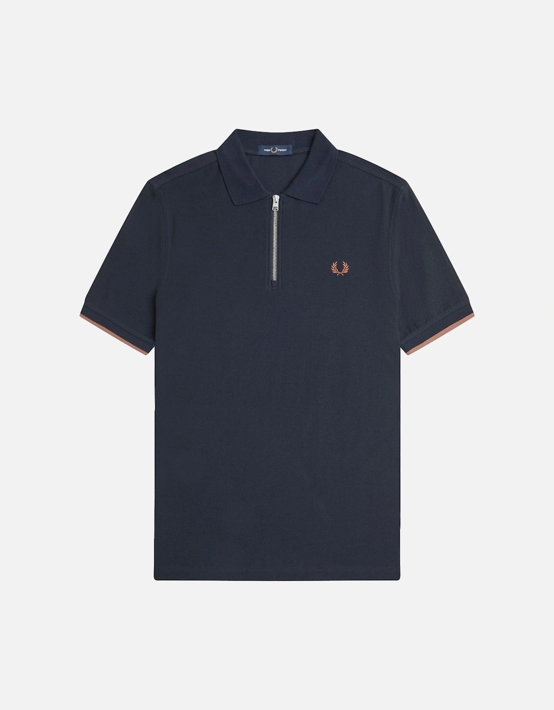 Crepe Pique Zip Neck Polo Shirt, 2 of 1