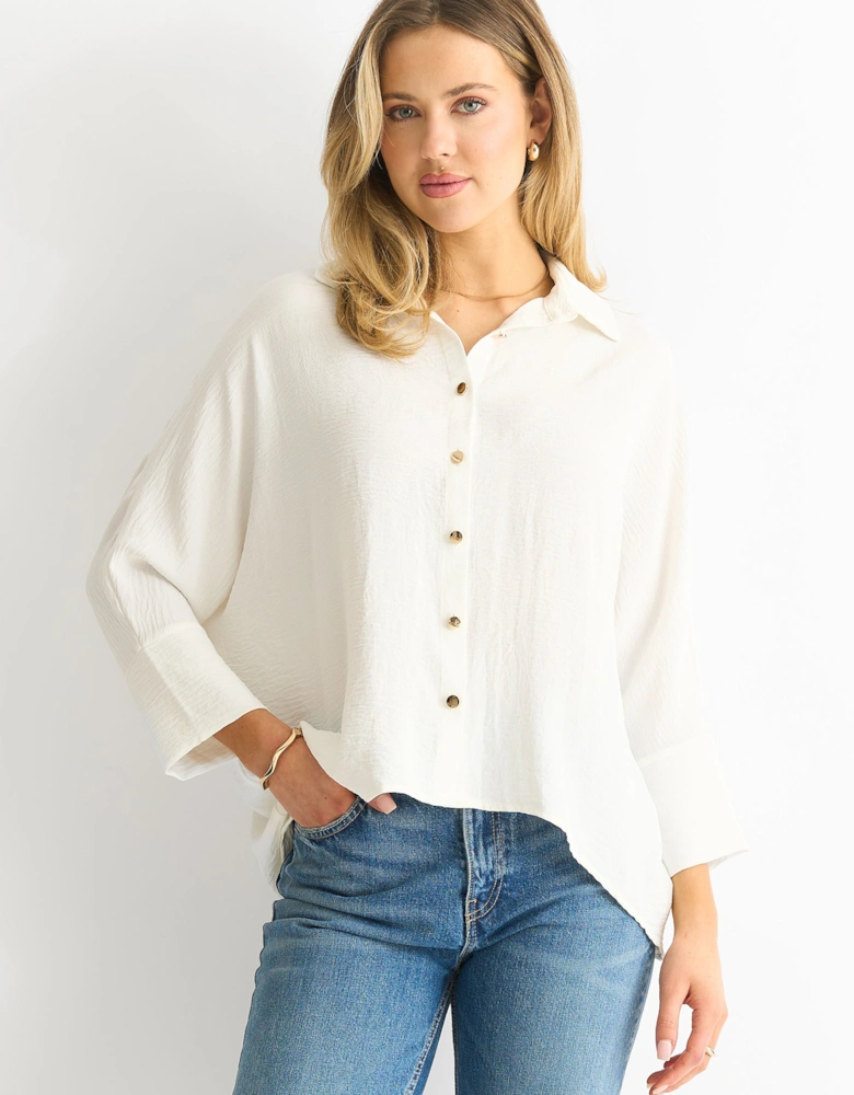 White Kimono Oversized Blouse