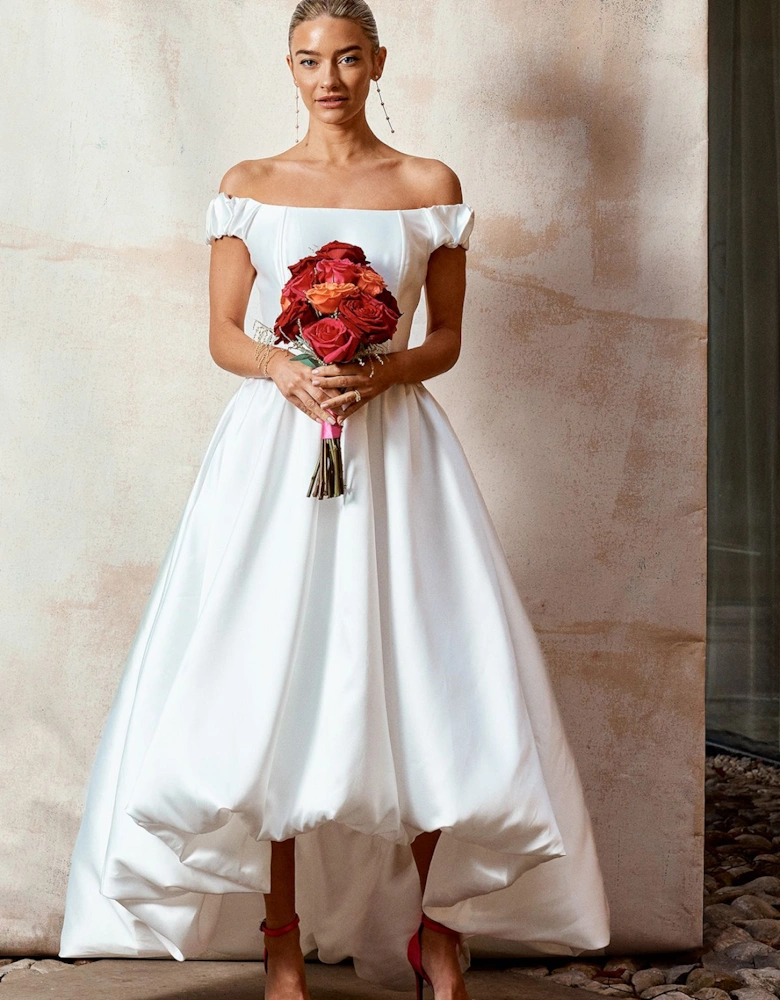 High Low Hem Puffball Wedding Dress