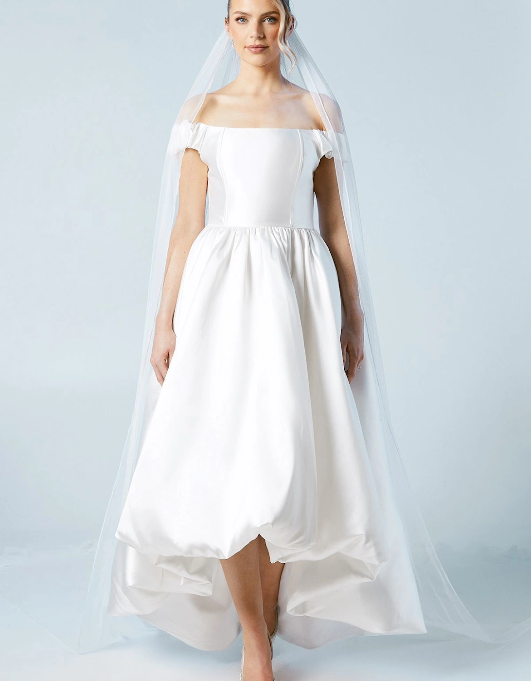 High Low Hem Puffball Wedding Dress