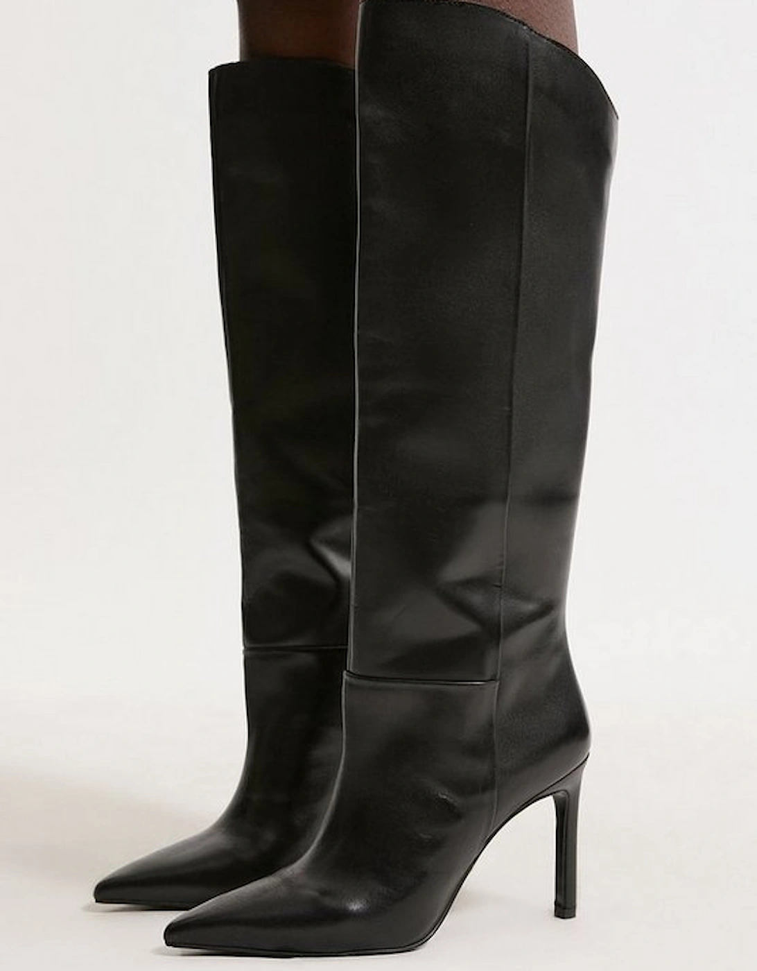 Leather Pointed High Heel Western Boot