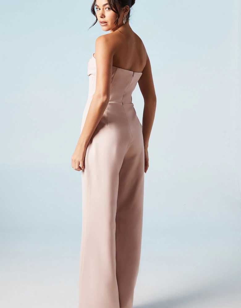 Corset Detail Wide Leg Bridesmaids Jumpsuit