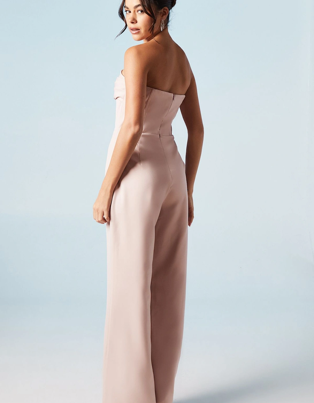 Corset Detail Wide Leg Bridesmaids Jumpsuit