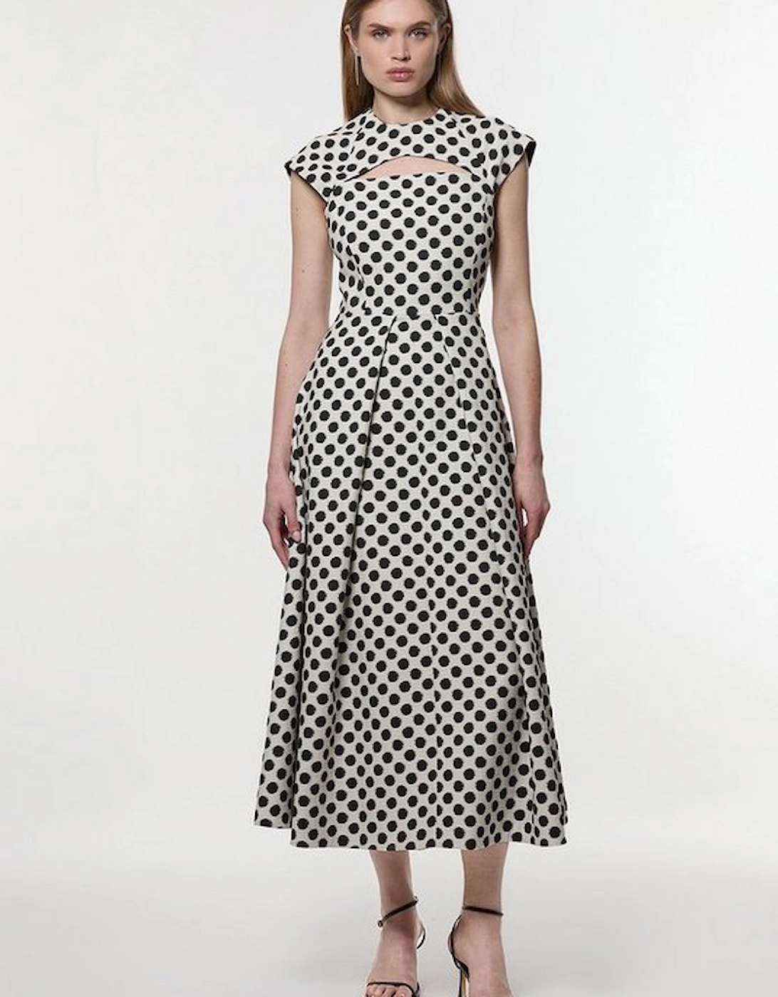 Spot Jacquard Full Skirted Tailored Midaxi Dress, 5 of 4