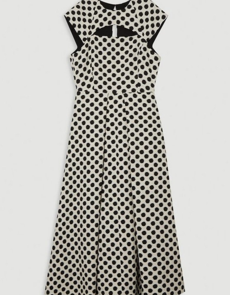 Spot Jacquard Full Skirted Tailored Midaxi Dress