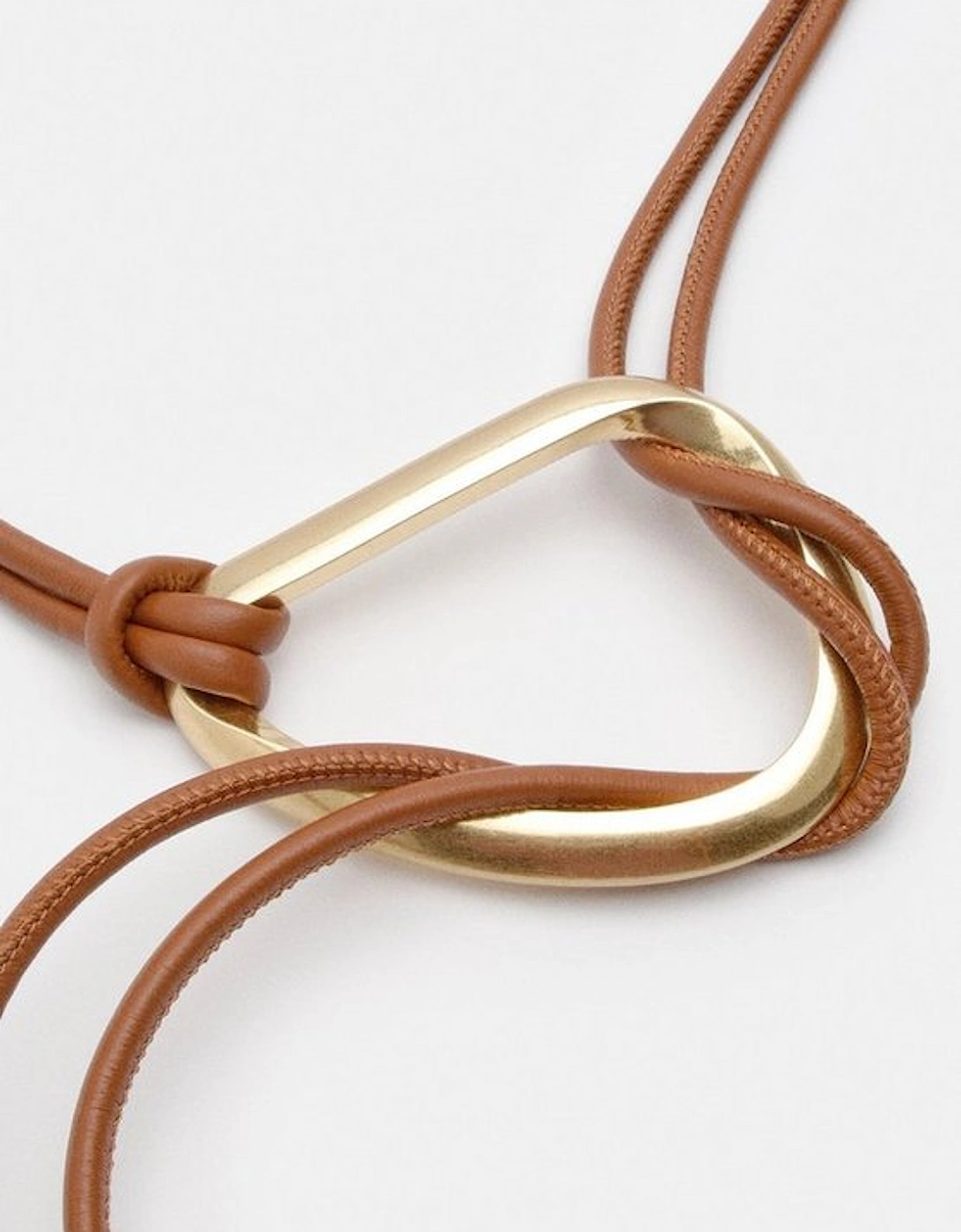 Premium Leather Gold Hardwear Detail Tie Belt