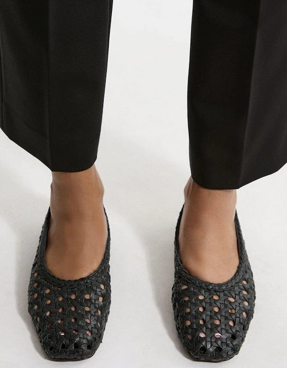 Leather Woven Ballet Pump