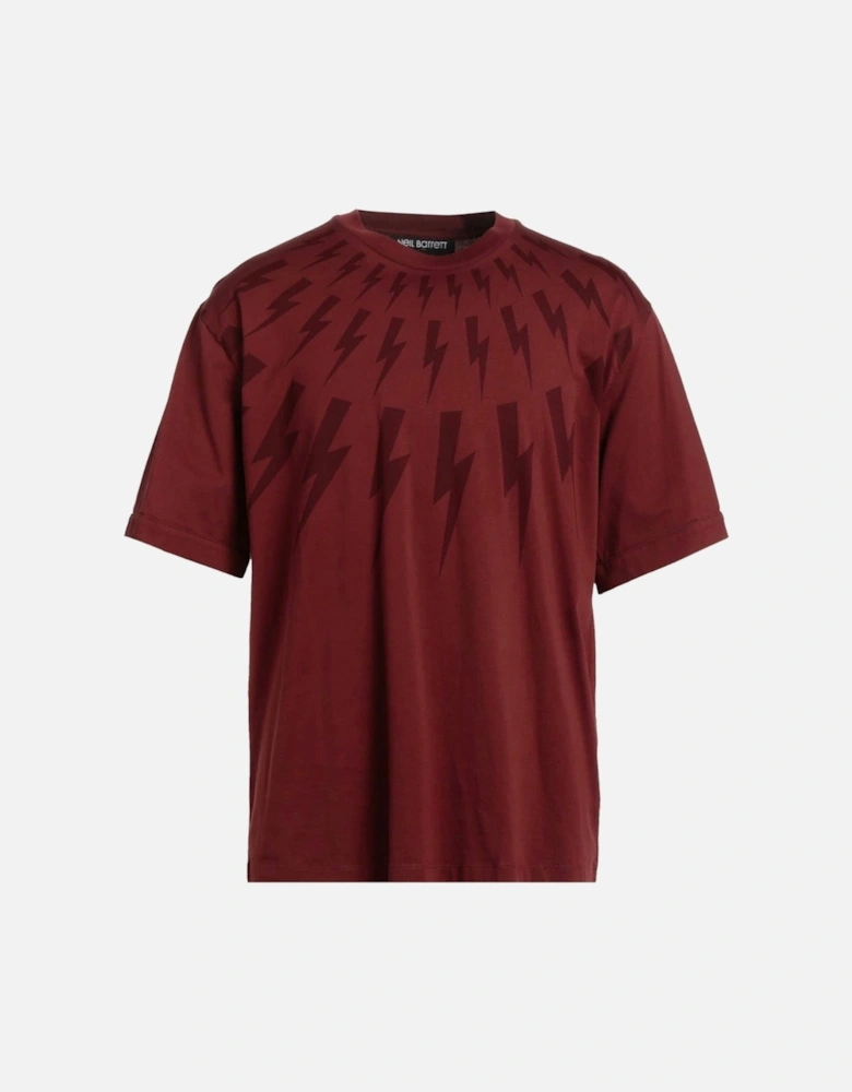 Fair Isle Thunderbolt Oversize Red T-Shirt