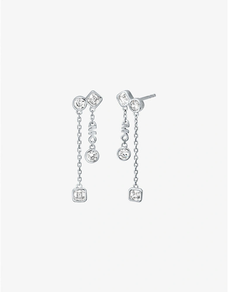 Precious Metal-Plated Sterling Silver Bezel Drop Earrings