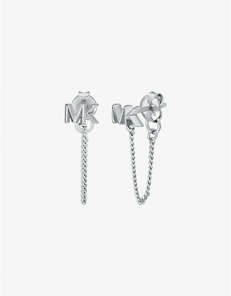 Precious Metal-Plated Sterling Silver Logo Chain Earrings