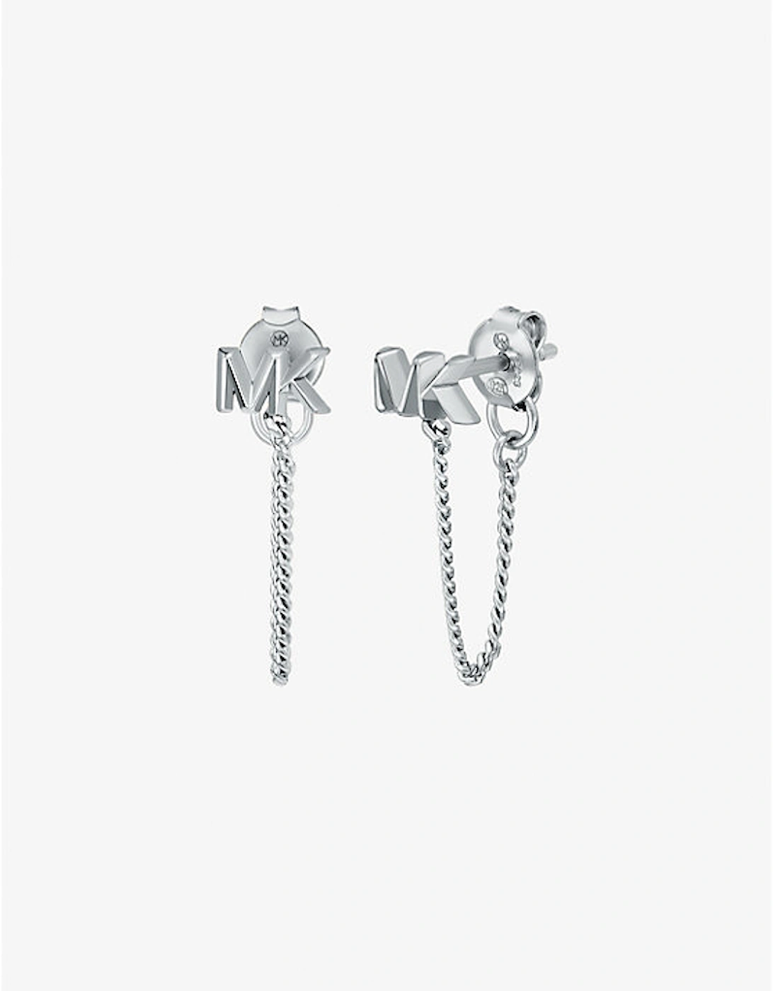 Precious Metal-Plated Sterling Silver Logo Chain Earrings, 2 of 1