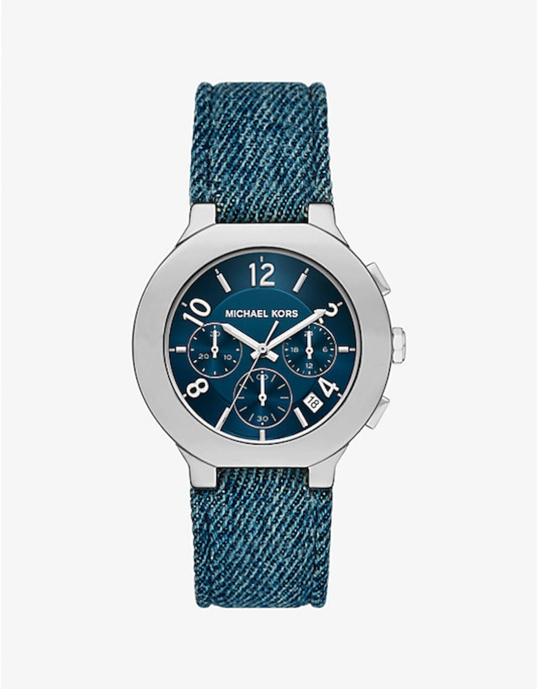 Oversized Gramercy Silver-Tone Denim Watch