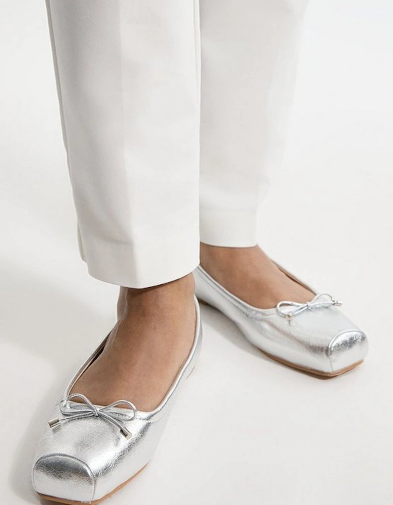 Square Toe Metallic Ballerina