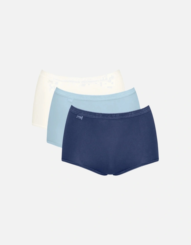 Basic+ 3-Pack Cotton Maxi Briefs, Provincial/White/Water