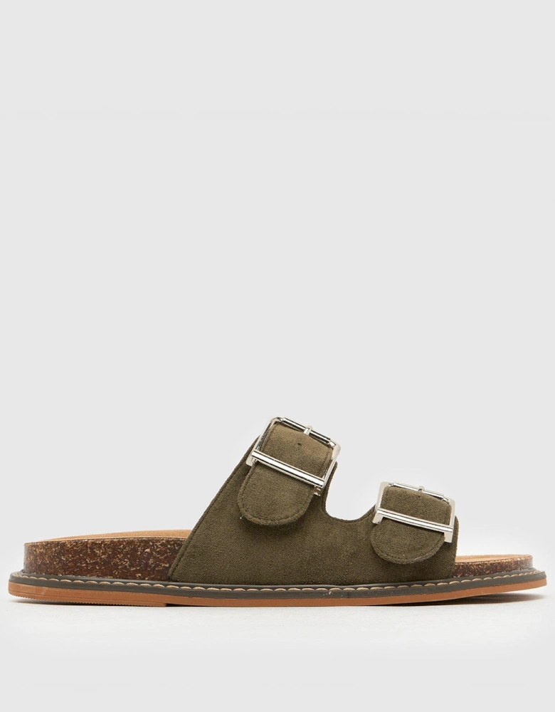 Tamika Buckle Footbed Sandals - Khaki