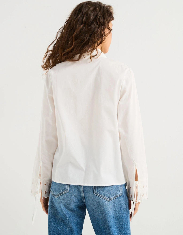 Long Sleeve Cut Out Shirt - White