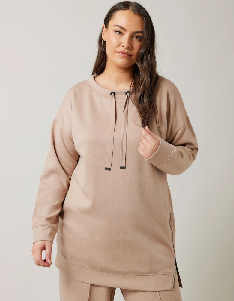 Zip Detail Sweatshirt - Natural