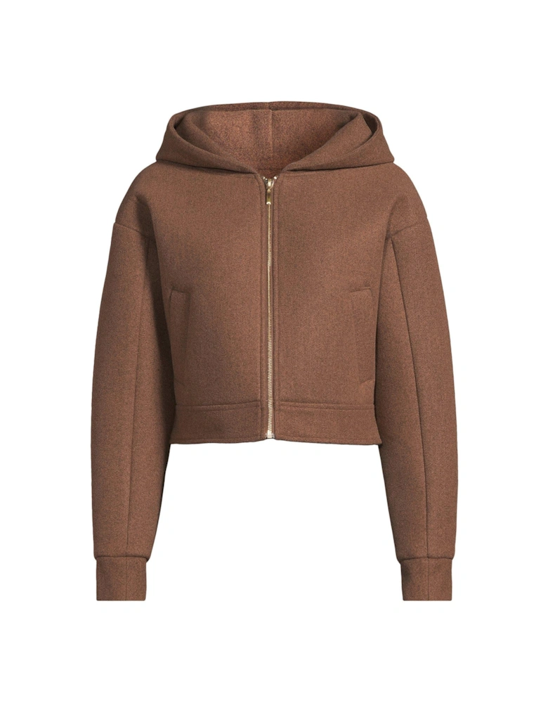 Faux Wool Hoodie - Brown