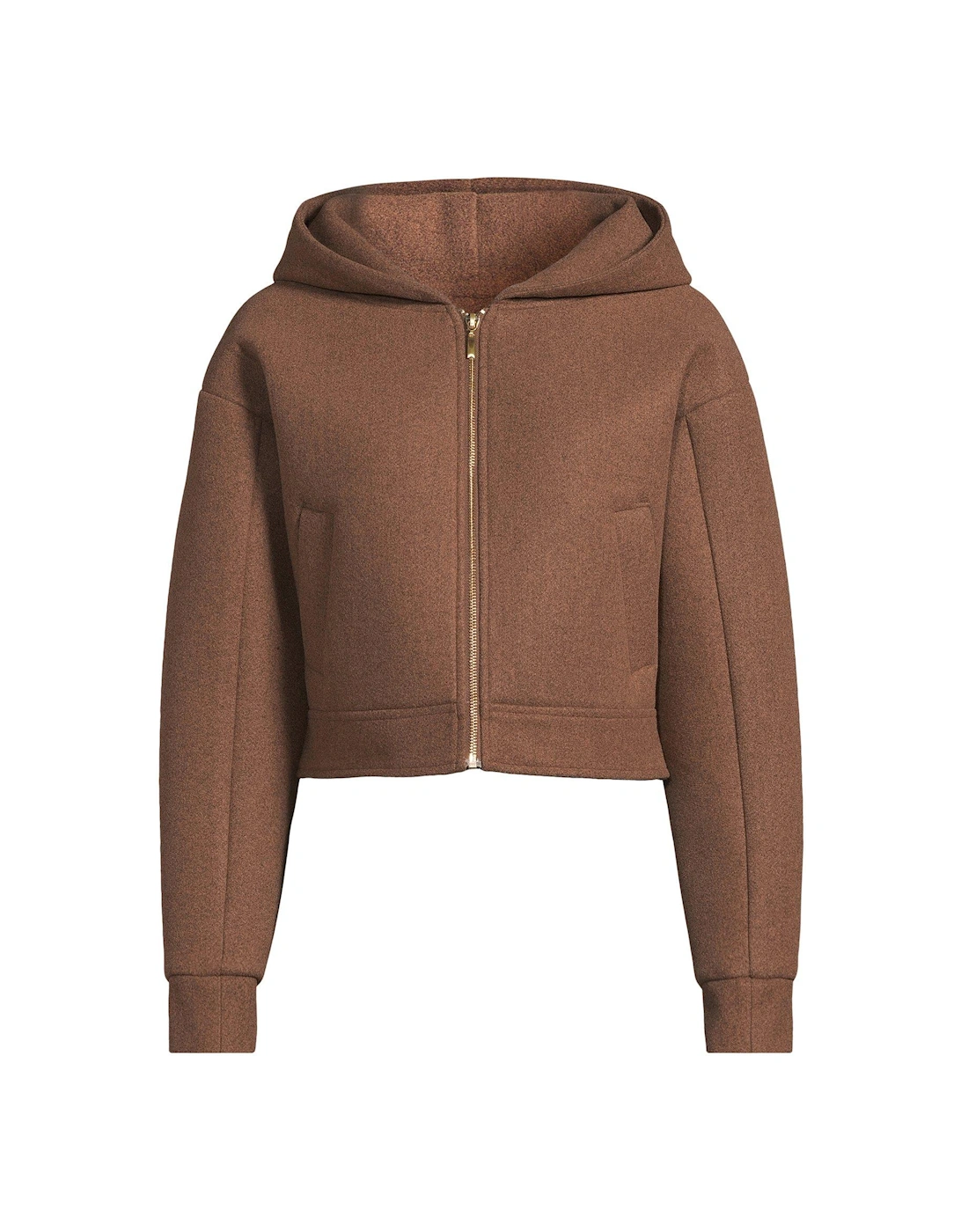 Faux Wool Hoodie - Brown