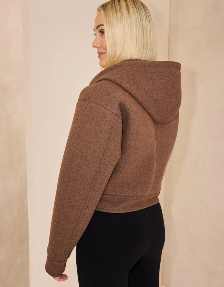 Faux Wool Hoodie - Brown