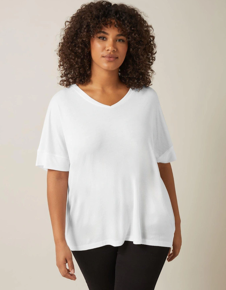 V-neck Modal T-shirt - White