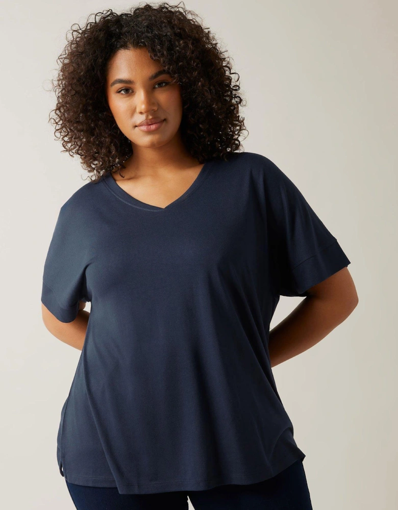 V-neck Modal T-shirt - Blue