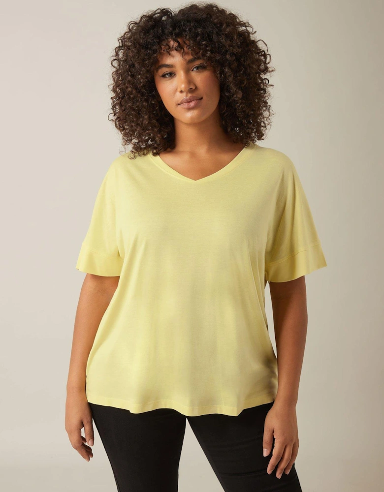 V-neck Modal T-shirt - Yellow