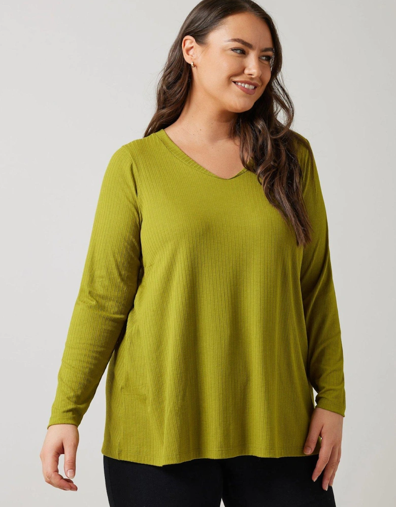 Long Sleeve Modal Rib Tee - Green