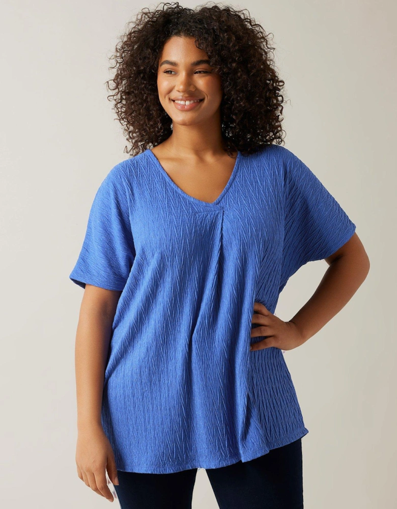 Plisse Pleat Swing Top - Blue