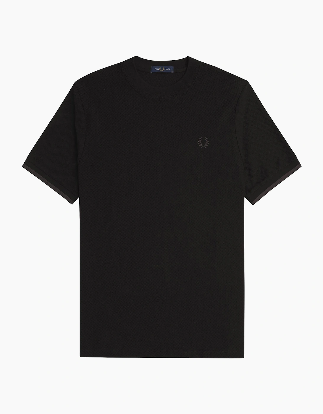 Fred Perry Men's Black Tipped Cuff Honeycomb Pique T-Shirt  38 Medium