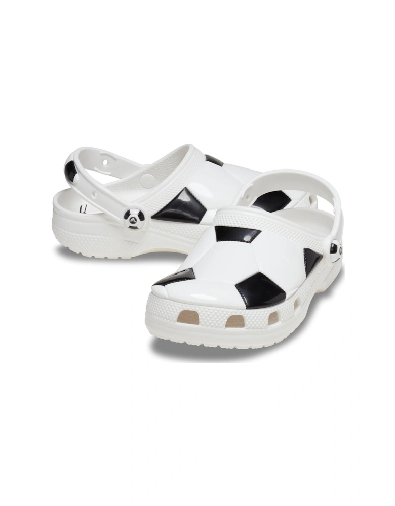 Kids Classic Soccer Ball Clog - White