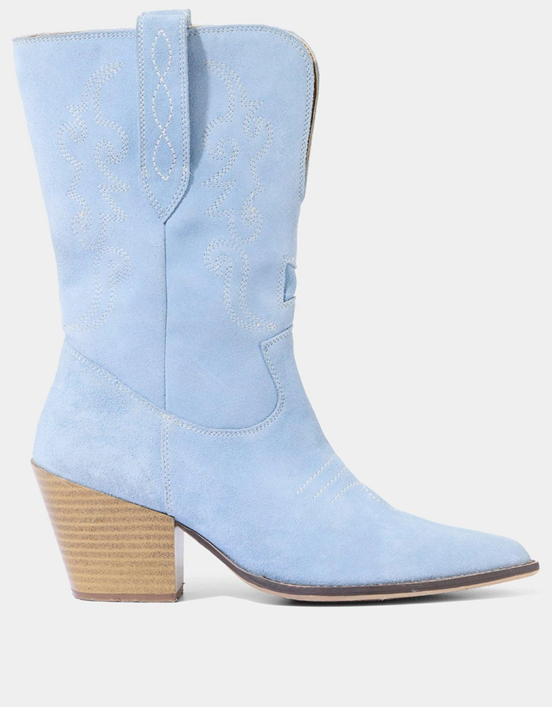 Austin Suede Western Boots - Blue