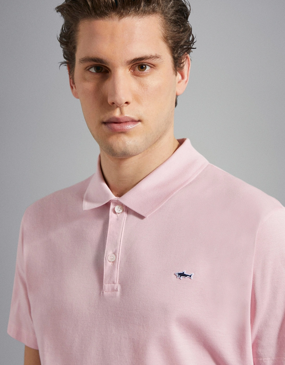 Shark Badge Pique Polo Pink