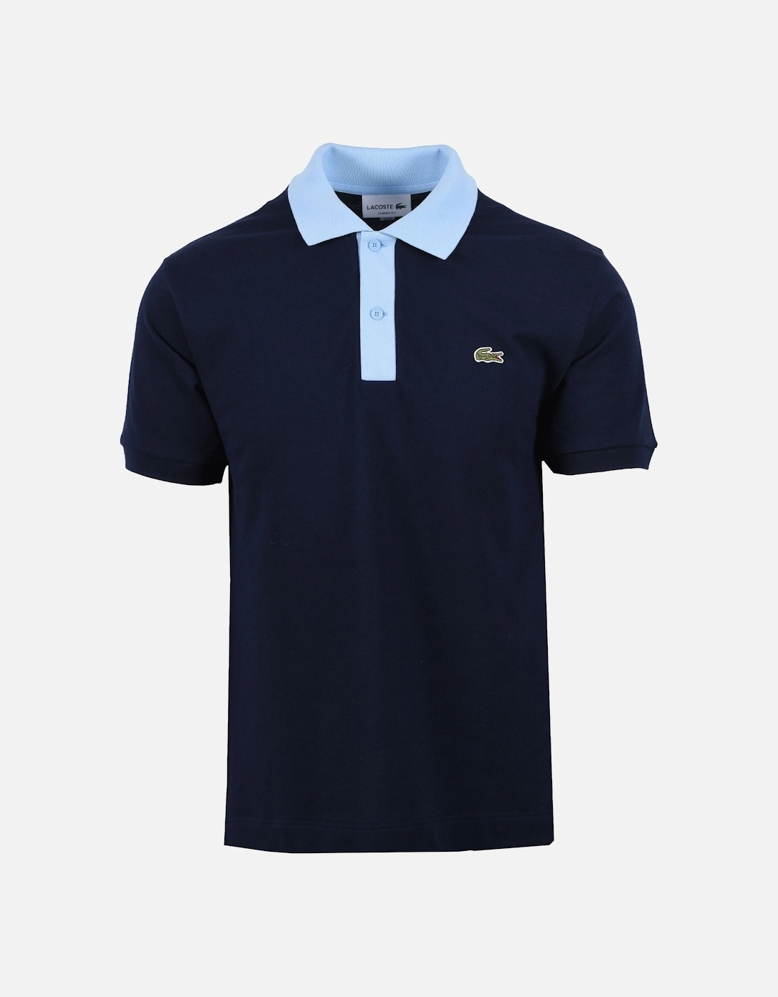 Short Sleeved Contrast Collar Polo Navy Blue/Overview, 4 of 3