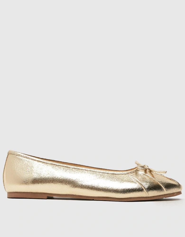 Wide Fit Leilani Ruched Ballerina - Gold