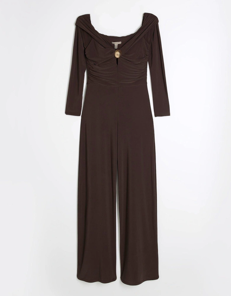 Bardot Twist Jumpsuit - Brown