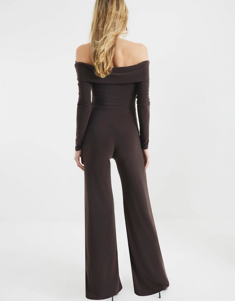 Bardot Twist Jumpsuit - Brown